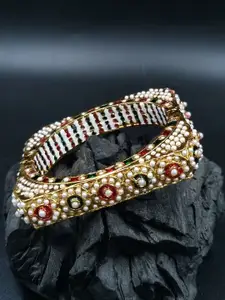 Anouk Gold-Plated Rajasthani Pearl Beaded Bangle