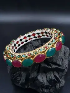 Anouk Gold-Plated Rajasthani Pearl Beaded Kundan Studded Bangle