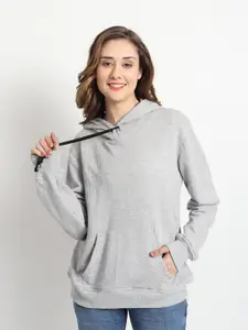 ISAM Women Grey Hooded Sweatshirt