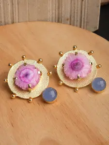 XPNSV Gold-Plated Stone-Studded Drop Earrings