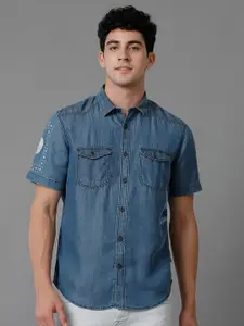 Voi Jeans Men Blue Classic Casual Shirt