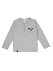 earth conscious Boys Graphic Printed Henley Neck Cotton T-shirt