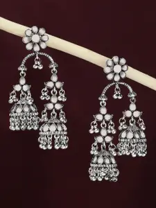 OOMPH Floral Oxidised Jhumkas
