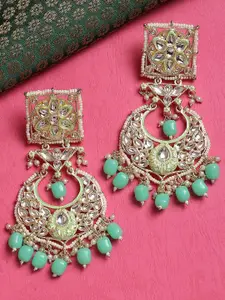 OOMPH Kundan & Pearls Floral Floral Drop Earrings