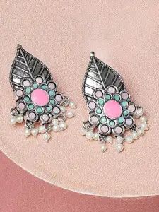 OOMPH Oxidised Floral Drop Earrings