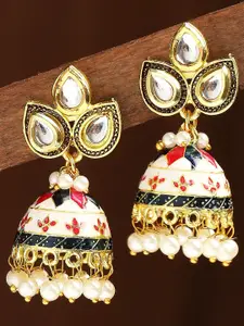 OOMPH Meenakari Dome Shaped Kudan-Studded Jhumkas