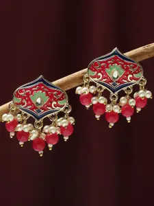 OOMPH Gold-Plated Floral Kundan Studded Studs Earrings