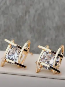 OOMPH Gold-Toned Square Studs Earrings