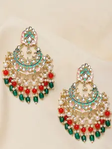 OOMPH Green & Red Floral Drop Earrings