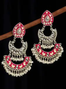 OOMPH Floral Meenakari Kundan Chandbalis