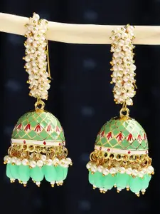 OOMPH Meenakari Pearls Floral Jhumkas