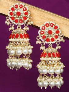 OOMPH Dome Shaped Beaded Jhumkas
