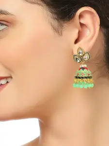 OOMPH Meenakari Kundan Floral Jhumkas