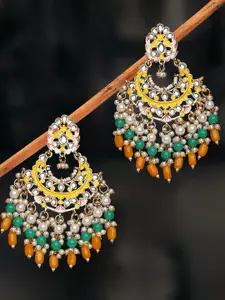 OOMPH Yellow & Green Floral Drop Earrings