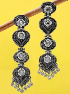 OOMPH Oxidised Kundan-Studded Drop Earrings