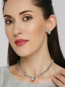 OOMPH CZ & AD Studded Necklace & Earrings