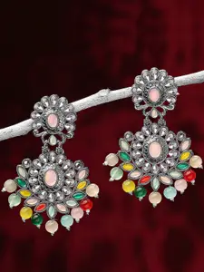 OOMPH Oxidised Kundan Floral Chandbalis