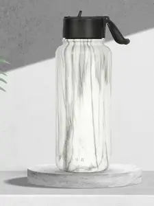 Solara Stainless Steel Vacuum Insulated Water Bottle, White Marble- 1Liter
