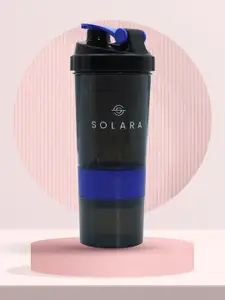 Solara Blue & Black Protein Shaker Bottle- 650 ml