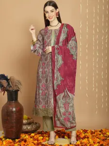 Stylee LIFESTYLE Ethnic Motifs Printed Sequinned Velvet Unstitched Dress Material