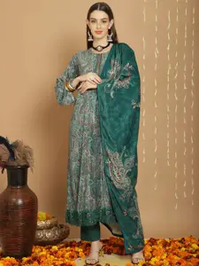 Stylee LIFESTYLE Ethnic Motifs Printed Sequinned Velvet Unstitched Dress Material