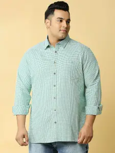 Thomas Scott Men Green Premium Slim Fit Tartan Checks Opaque Checked Casual Shirt