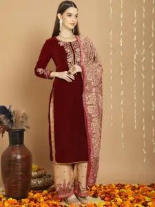 Stylee LIFESTYLE Ethnic Motifs Embroidered Velvet Unstitched Dress Material