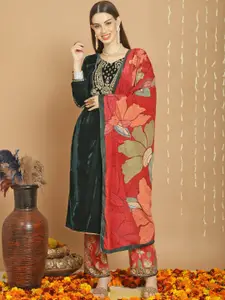 Stylee LIFESTYLE Floral Embroidered Velvet Unstitched Dress Material