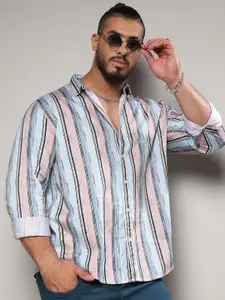 Instafab Plus Classic Striped Cotton Casual Shirt
