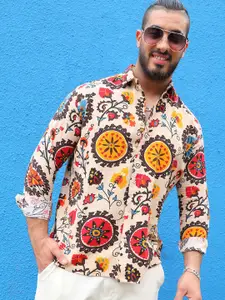 Instafab Plus Classic Floral Printed Cotton Casual Shirt