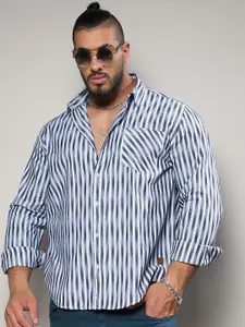 Instafab Plus Classic Striped Cotton Casual Shirt