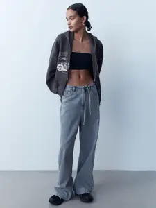 H&M Oversized Printed Zip-through Hoodie