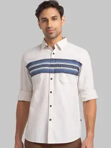 Parx Slim Fit Horizontal Striped Pure Cotton Casual Shirt