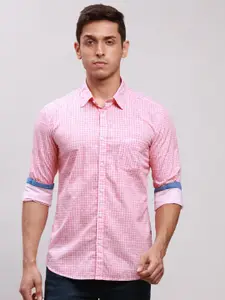Parx Slim Fit Micro Checked Cotton Casual Shirt