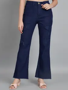 BAESD Women Jean Bootcut High-Rise Light Fade Low Distress Cotton Jeans