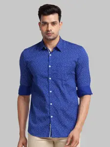Parx Slim Fit Micro DItsy Printed Pure Cotton Casual Shirt