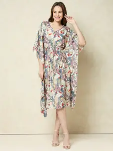Indifusion Multicoloured Floral Print Kaftan Short Dress