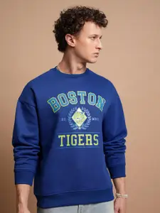 HIGHLANDER Typography Printed Drop Shoulder Over Sized Pullover Sweatshirt