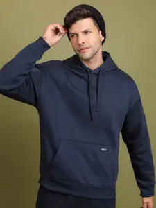 HIGHLANDER Navy Blue Hooded Oversized Sweatshirt