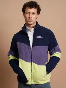 HIGHLANDER Colourblocked Mock Collar Open Front Jacket