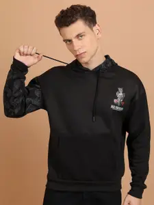 HIGHLANDER Men Black Printed Hooded Sweatshirt