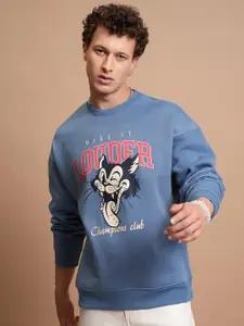 HIGHLANDER Graphic Printed Drop Shoulder Sleeves Oversized Pullover Sweatshirt