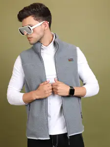 HIGHLANDER Self Design Front-Open Sweatshirt