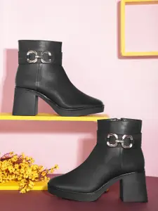 CORSICA Women Block Heel Buckle Detail Mid-Top Boots