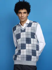 V-Mart Self Designed V-Neck Cotton Sweater Vest