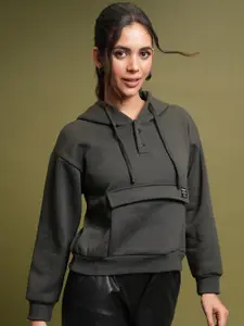 Tokyo Talkies Grey Relaxed Fit Hooded Sweatshirt