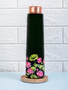 Strokes by Namrata Mehta Black Copper Floral Water Bottle 950ml