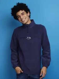 V-Mart Mock Collar Cotton Pullover Sweatshirt