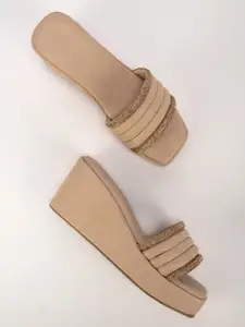 THE WHITE POLE Nude-Coloured Party Platform Sandals