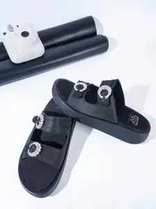 THE WHITE POLE Black Party Platform Sandals